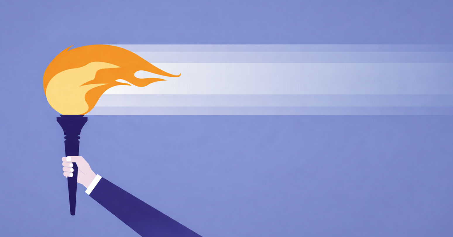 Lllustration Of Hand Holding A Torch With A Flame Streaming To The Right