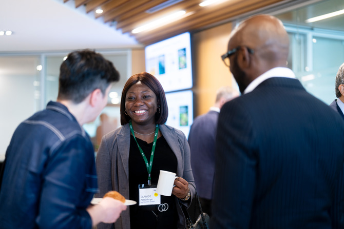Attendees networking