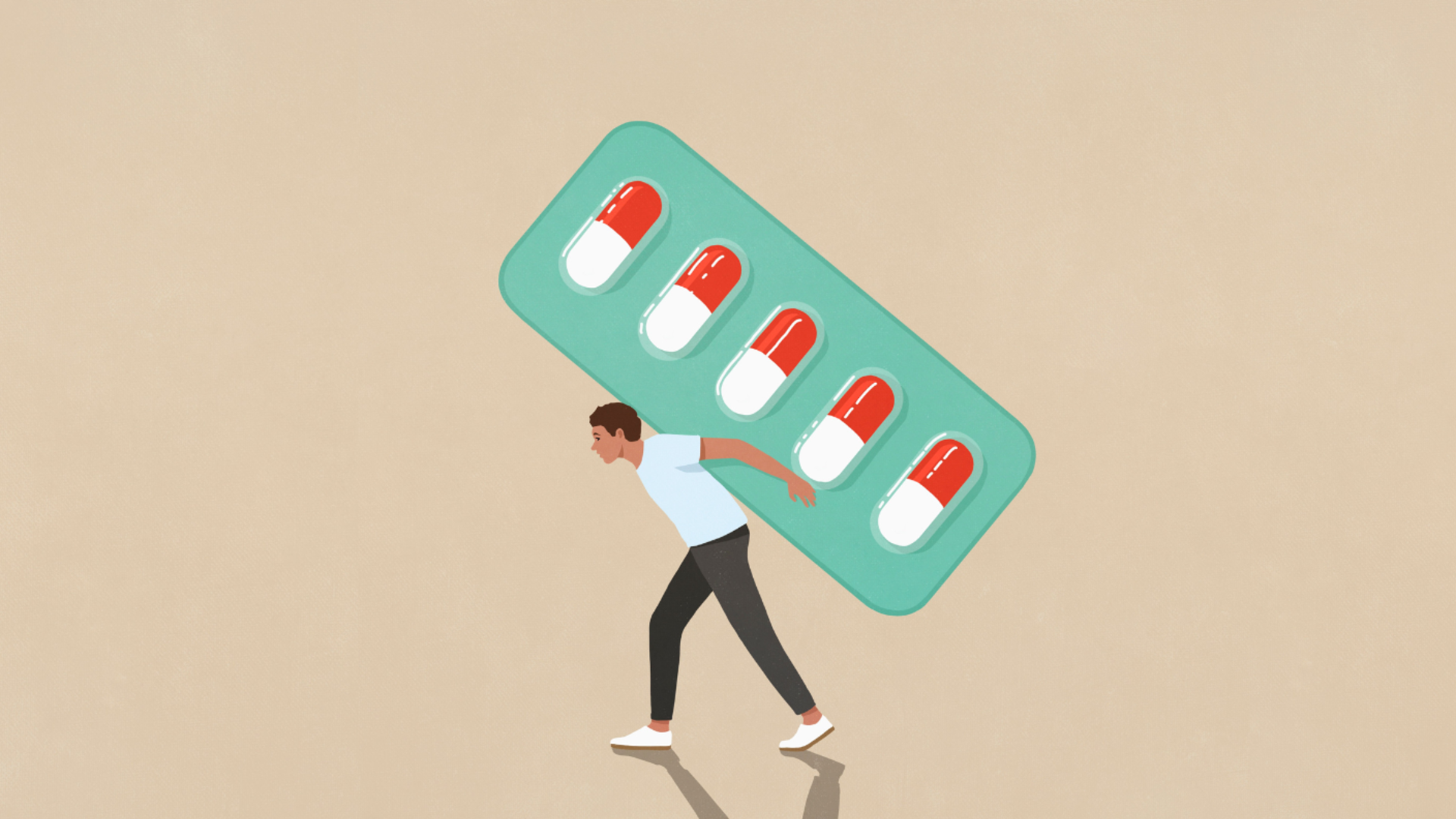 Graphic Of Person Carrying Oversized Blister Pack LI