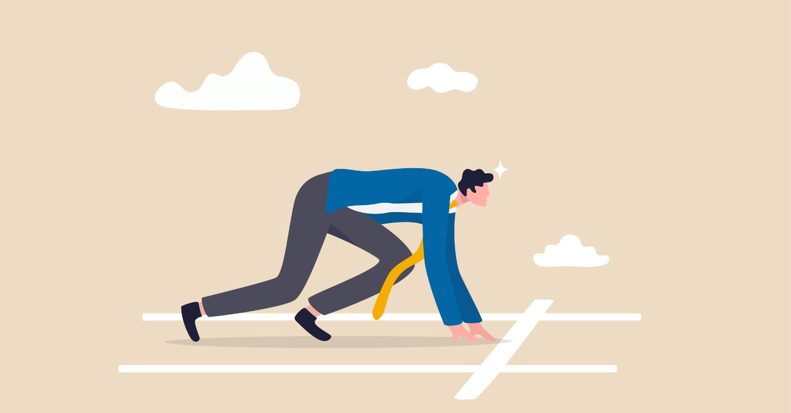 Graphic Of A Person In Business Suit At A Track Starting Position