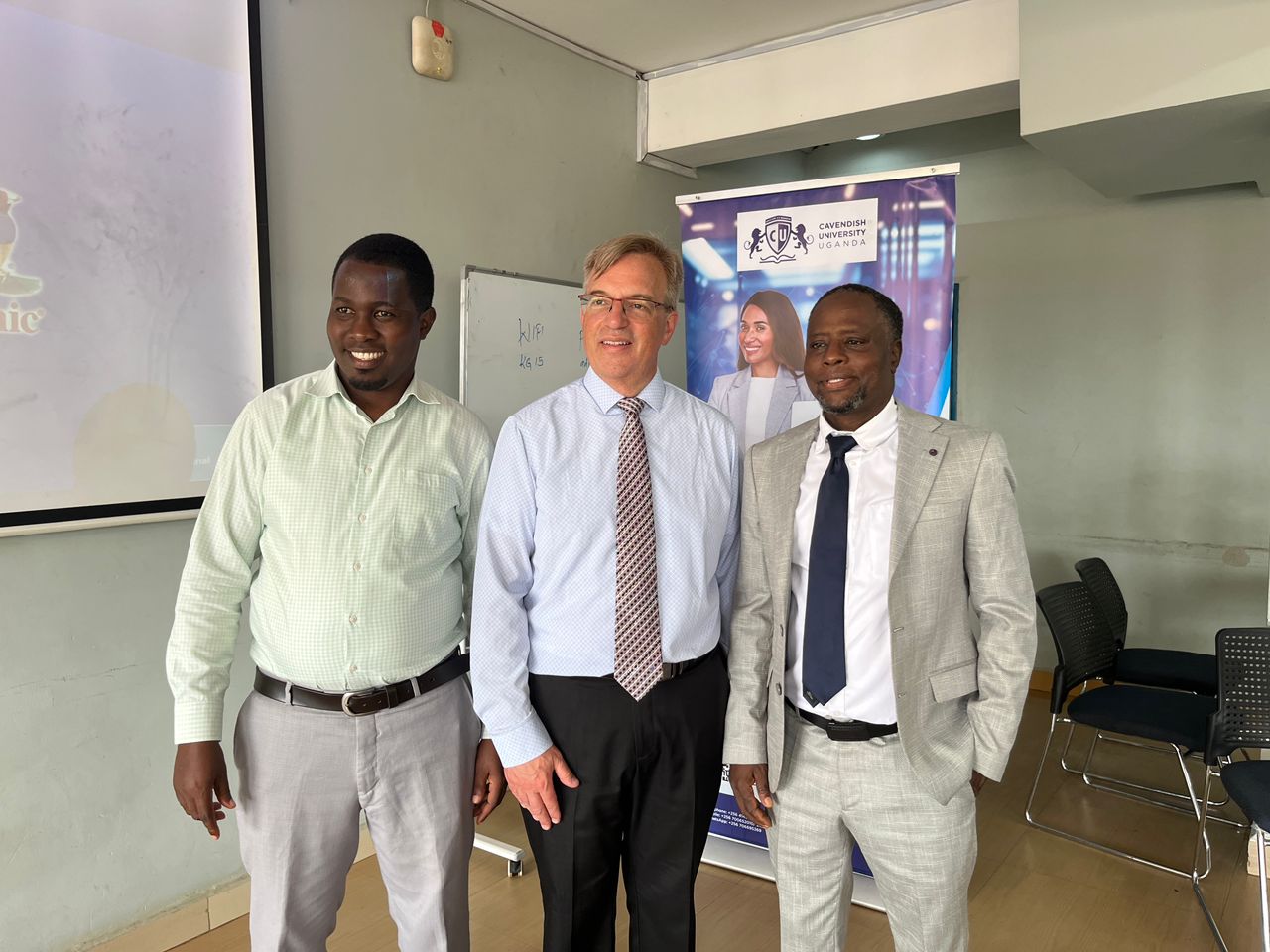 Professor Michael Roberts at Cavendish University Uganda prior to the workshop
