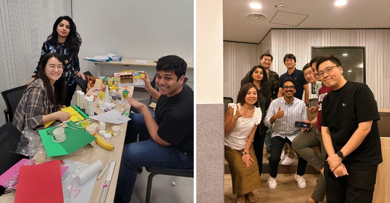 MBA student Maria Talat with fellow students at National University of Singapore