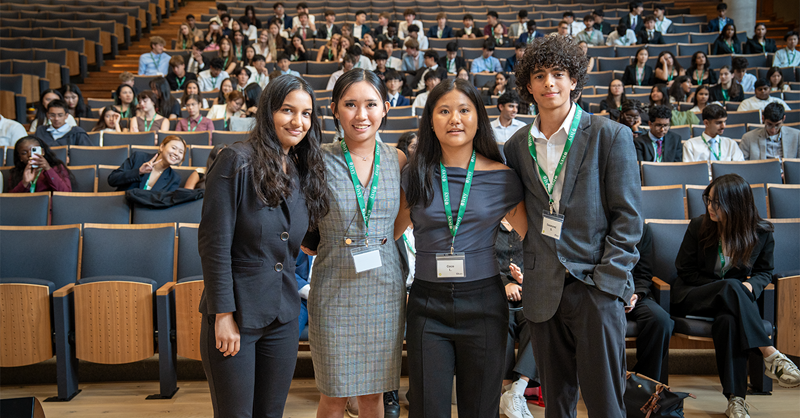 The SLP capstone second-place team (l-r) Coco Lee, Ella Ng, Pal Patel, Desmond Sivan, and Kostya Stoliarov
