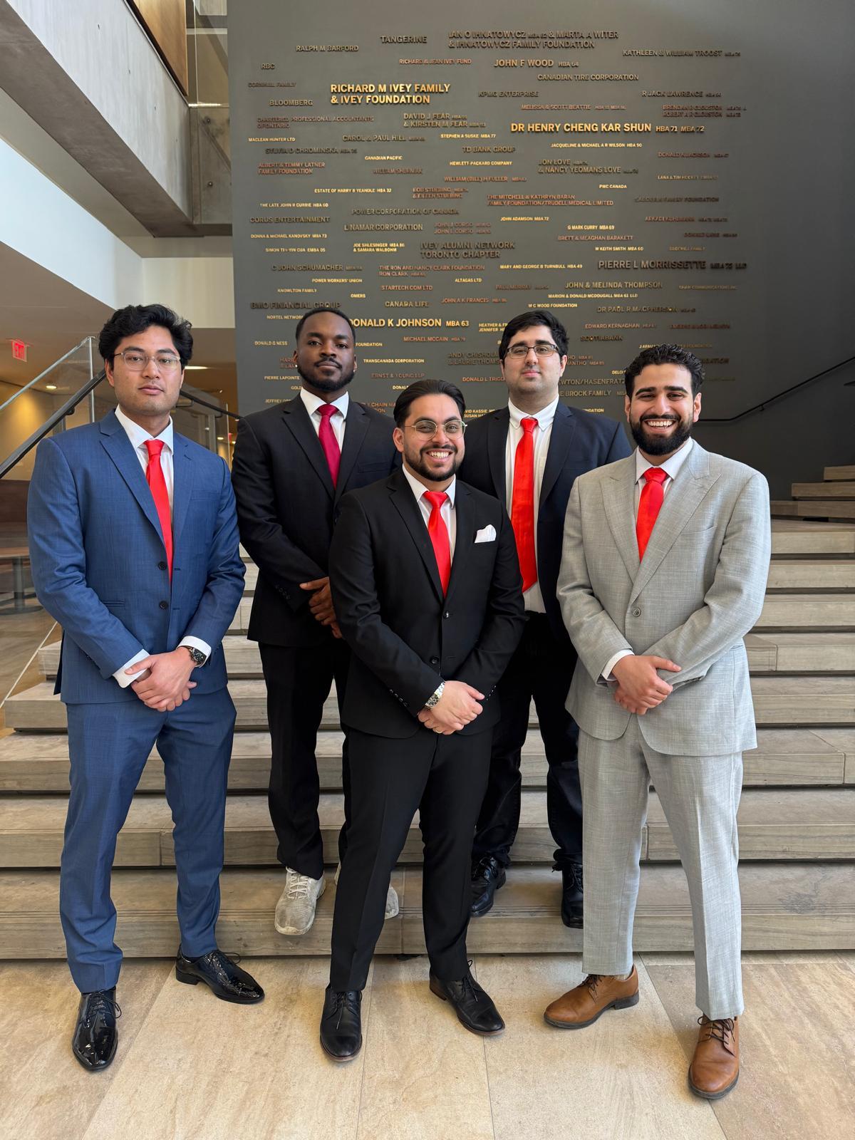 A team picture after the Scotiabank hack the case competition, where we placed as finalists. Rahul Bhatnagar, Gozzy Nwogbo, Aryan Puti, Hamza Quadri, Akom Dhaliwal