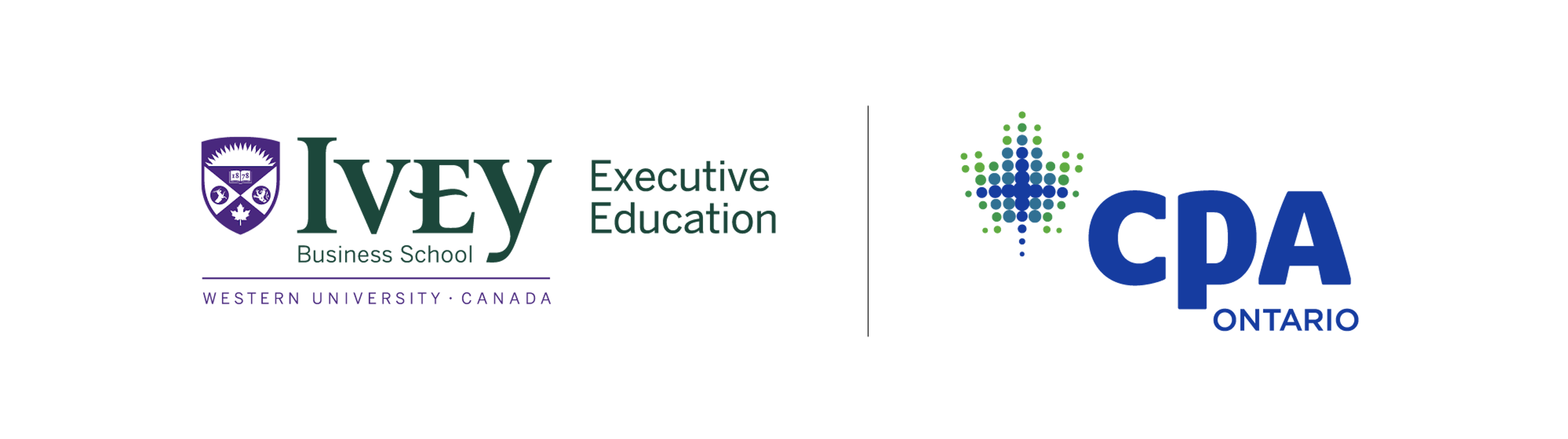 Ivey Executive Education Logo and CPA Ontario Logo