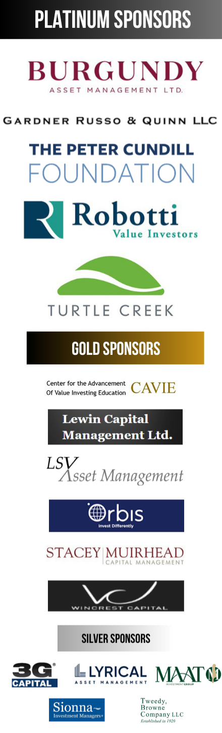 2026 Value Investing Conference sponsors as of March 27, 2026