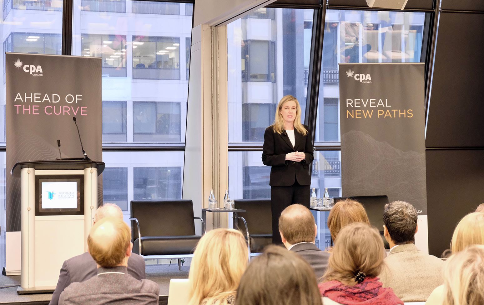 Cynthia Cooper speaking to CPAs at the Ivey Idea Forum in Toronto