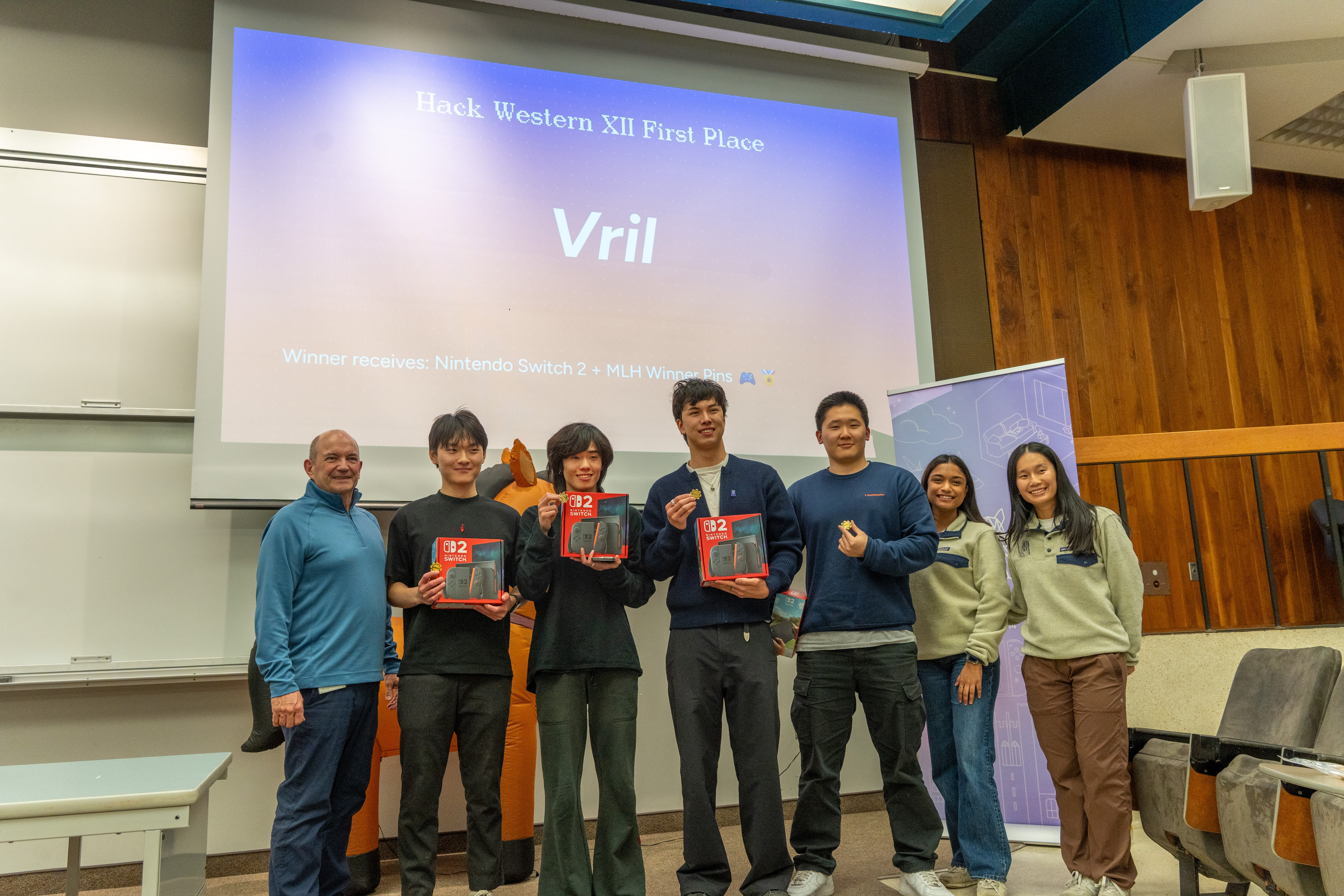Vril, the winners of Hack Western 12, receiving their prizes