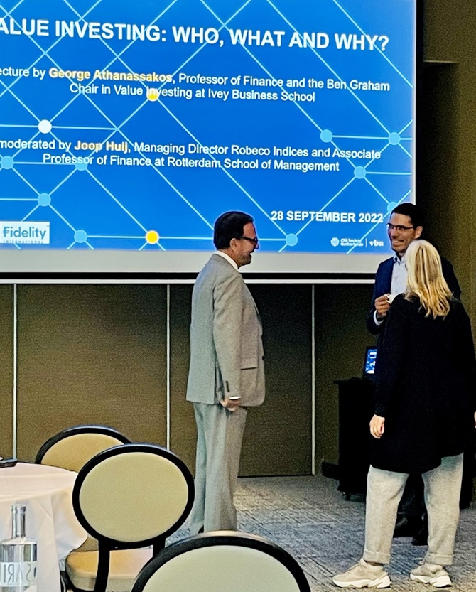 Dr. George Athanassakos with organizers at the CFA Society in Amsterdam