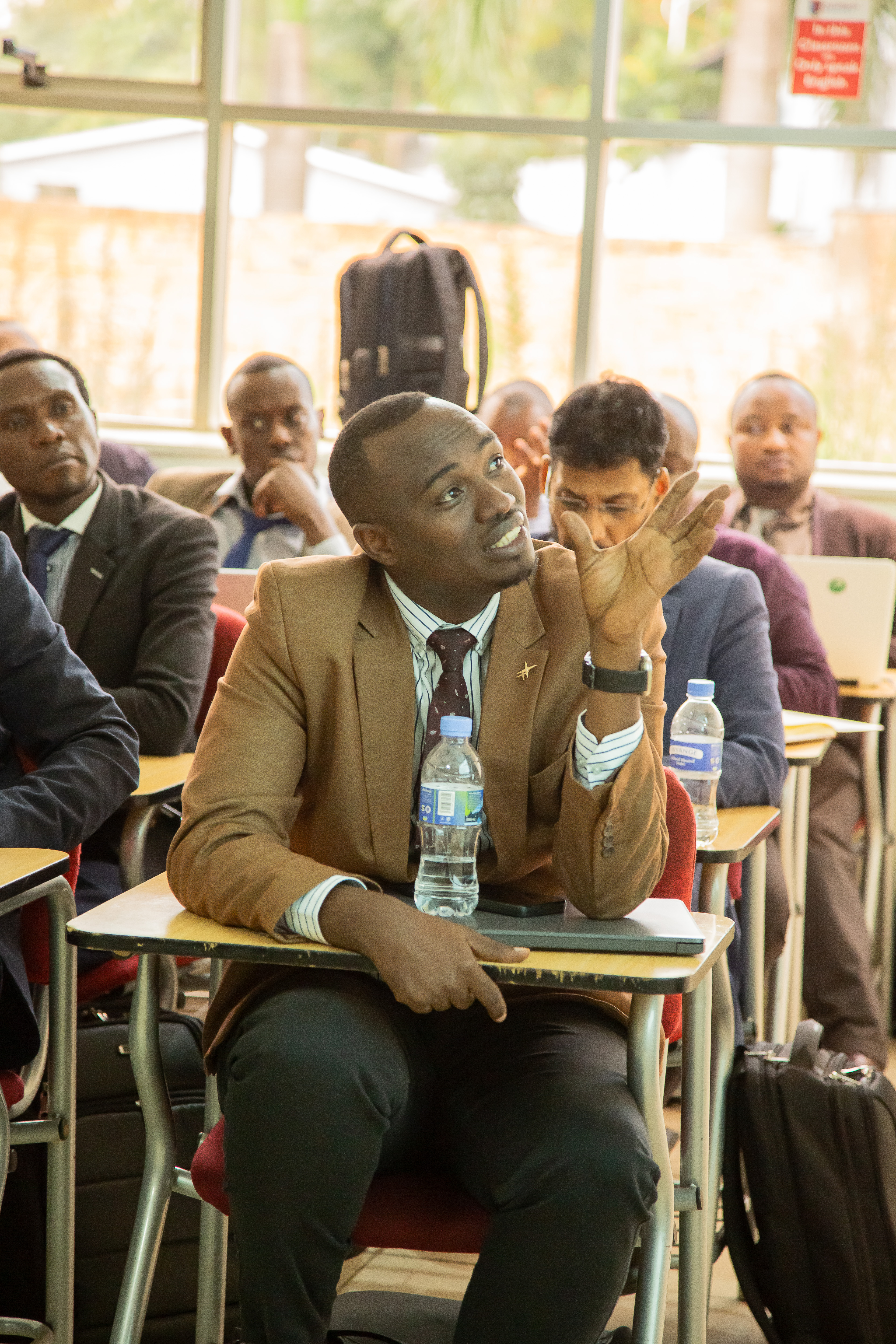 A professor from the University of Kigali (UoK) sharing his thoughts during the workshop with Professor Iris Berdrow