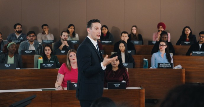 Kirk Kristofferson teaching an MBA case class
