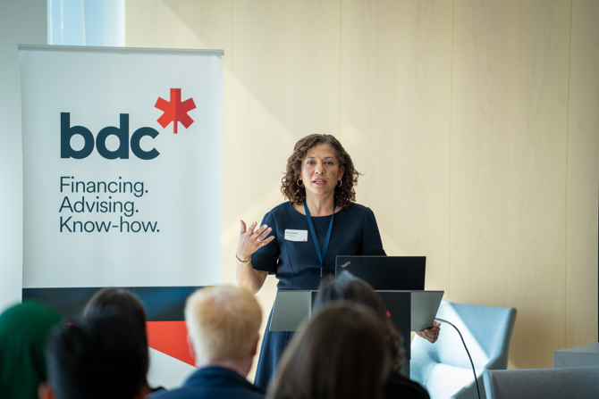 Sandra Odendahl, Senior Vice President and Head of Sustainability and Diversity & Partnerships at BDC, delivering compelling opening remarks