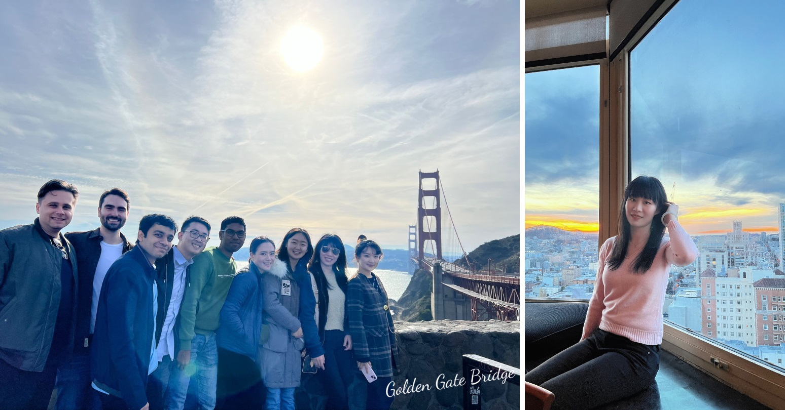 L-r: MBA students at the Golden Gate Bridge, Genggeng Deng