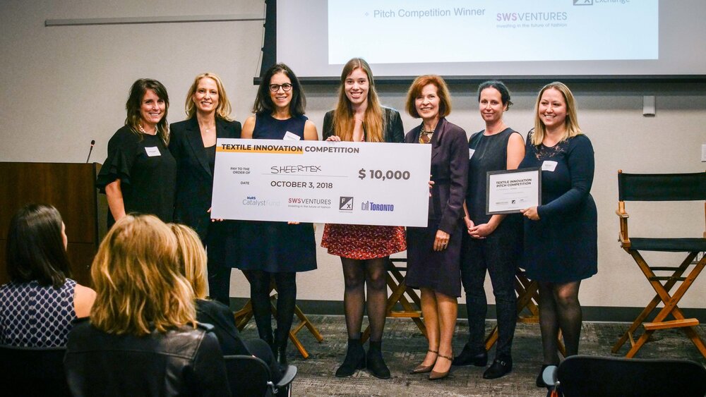 Stacey Fruitman at the MaRS Discovery District Textile Innovation Pitch Competition in 2018