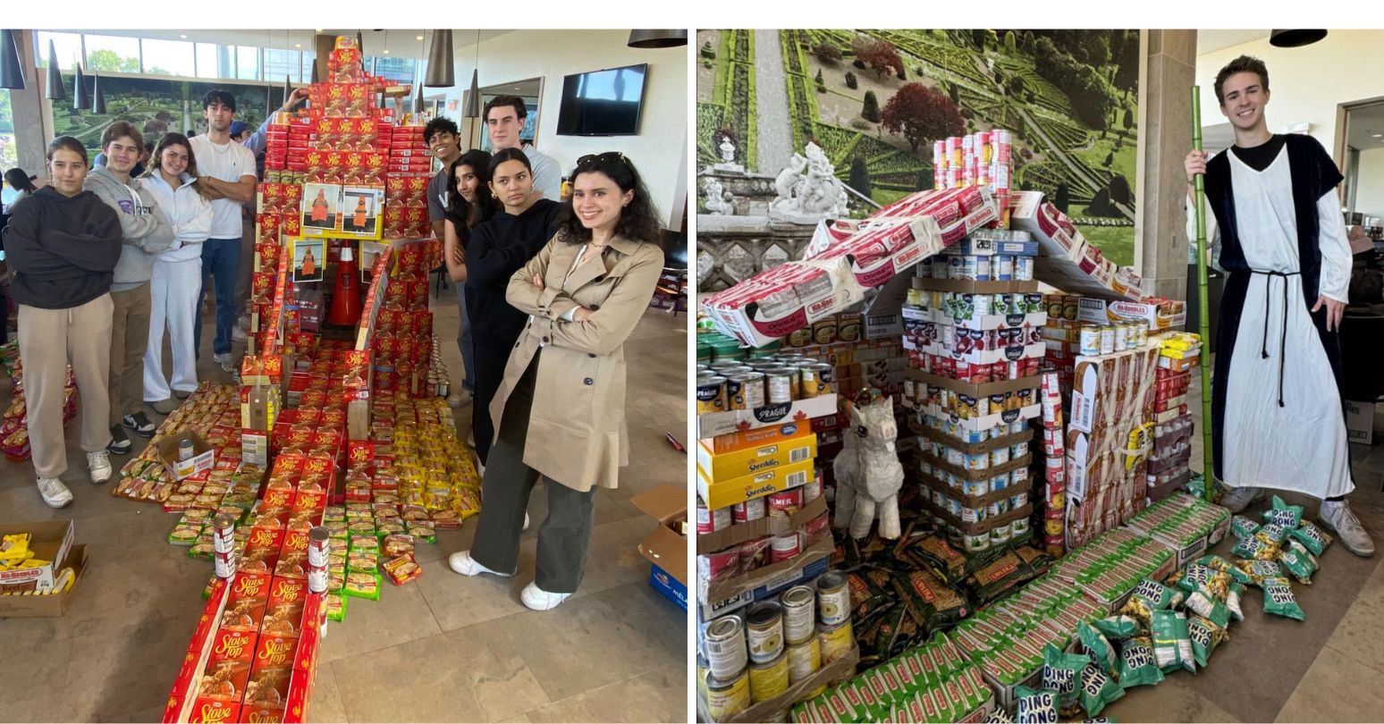 HBA students with food donations for the London Food Bank