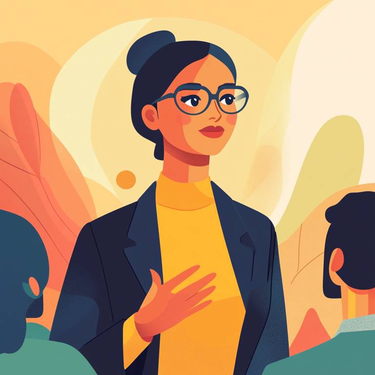 Illustration of Female leader addressing an audience