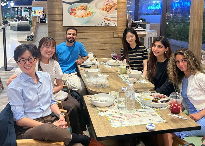 Having lunch with the HatoHub team