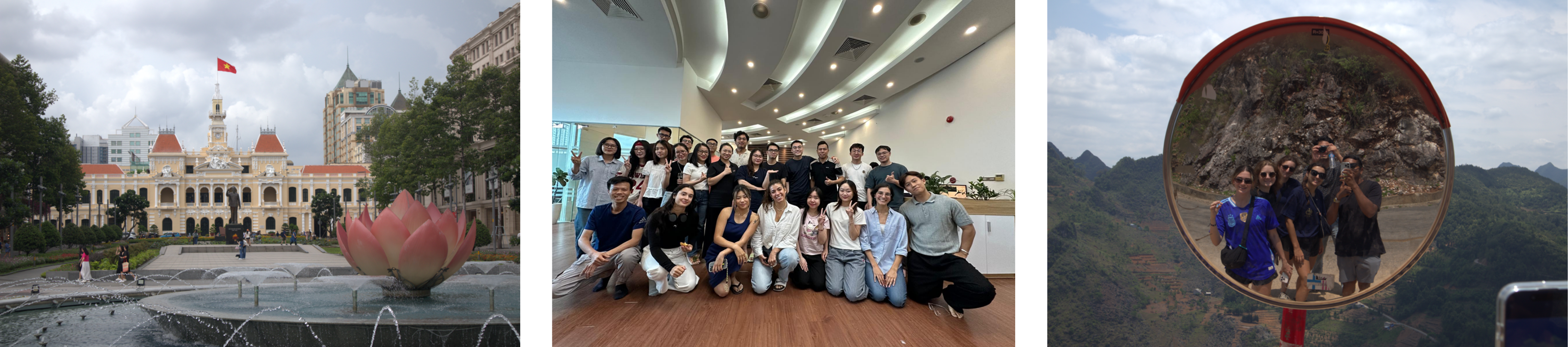Visited the Ho Chi Minh City Hall on a weekend off in Ho Chi Minh City, Vietnam. Team photo at the offices of Hamsa Life in Hanoi, Vietnam. Group selfie taken on the road during the Ha Giang Loop tour in Vietnam, May 2025.