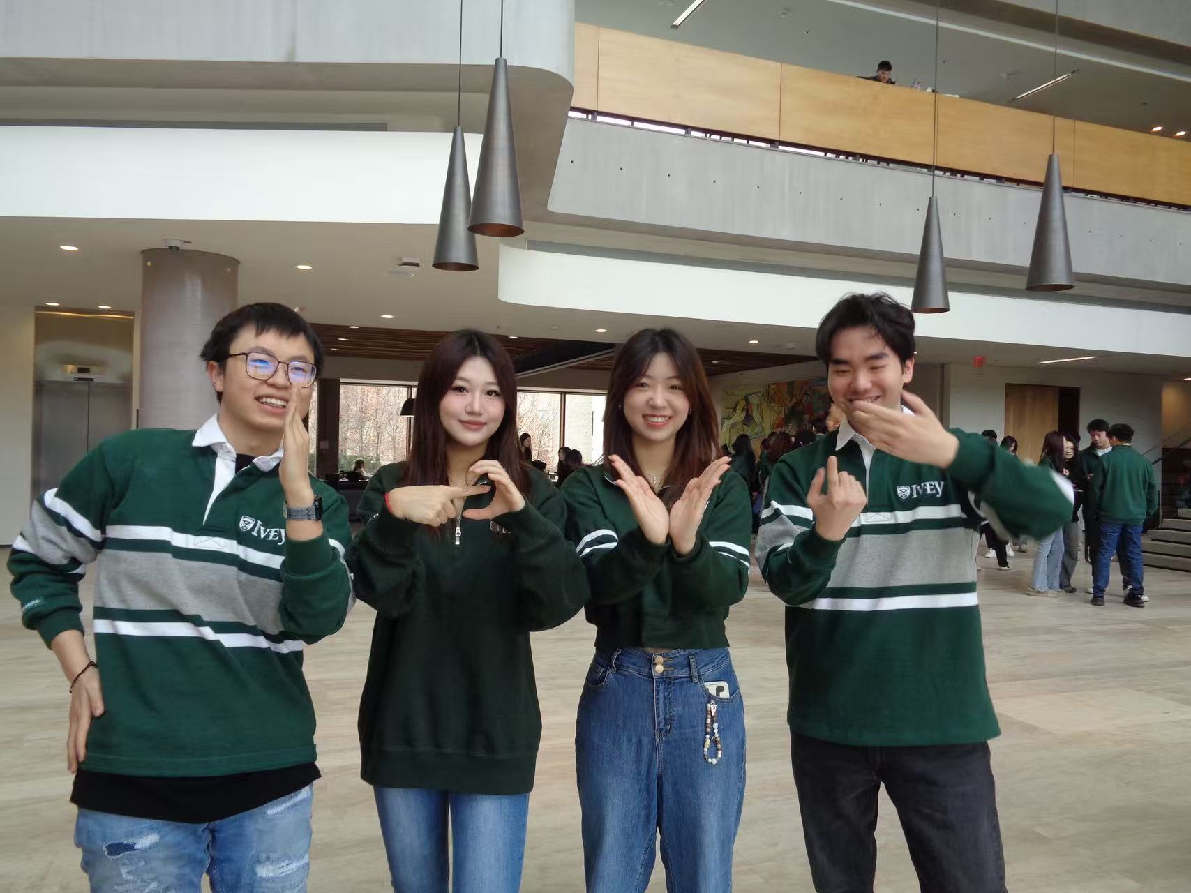 Picture Day in the Ivey Building atrium (From left: Bo Wu, Angel Zheng, Claire Li, Evan Hao)