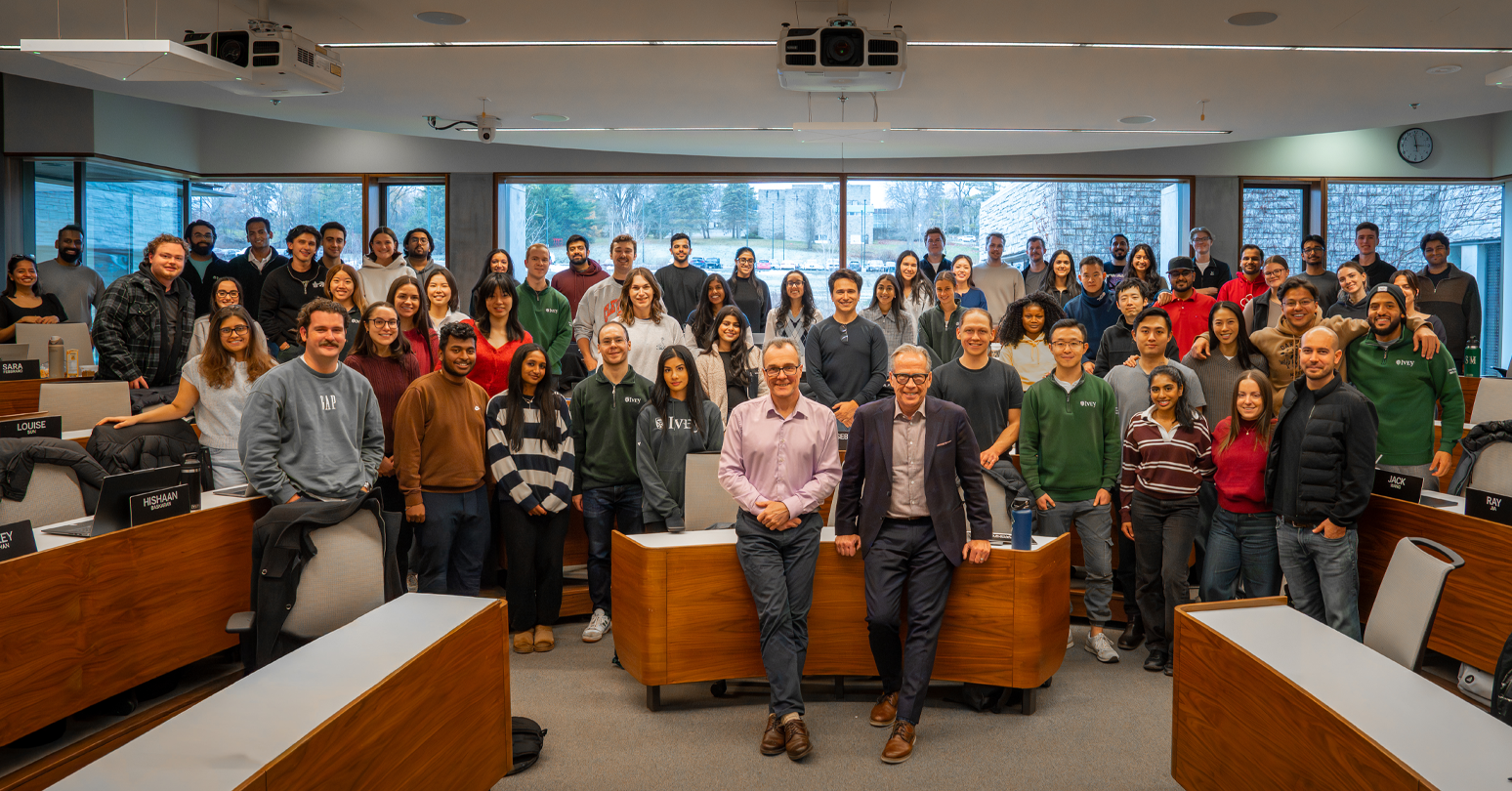 Julian Birkinshaw and Doug Murphy (front) with students in the Navigating Change course