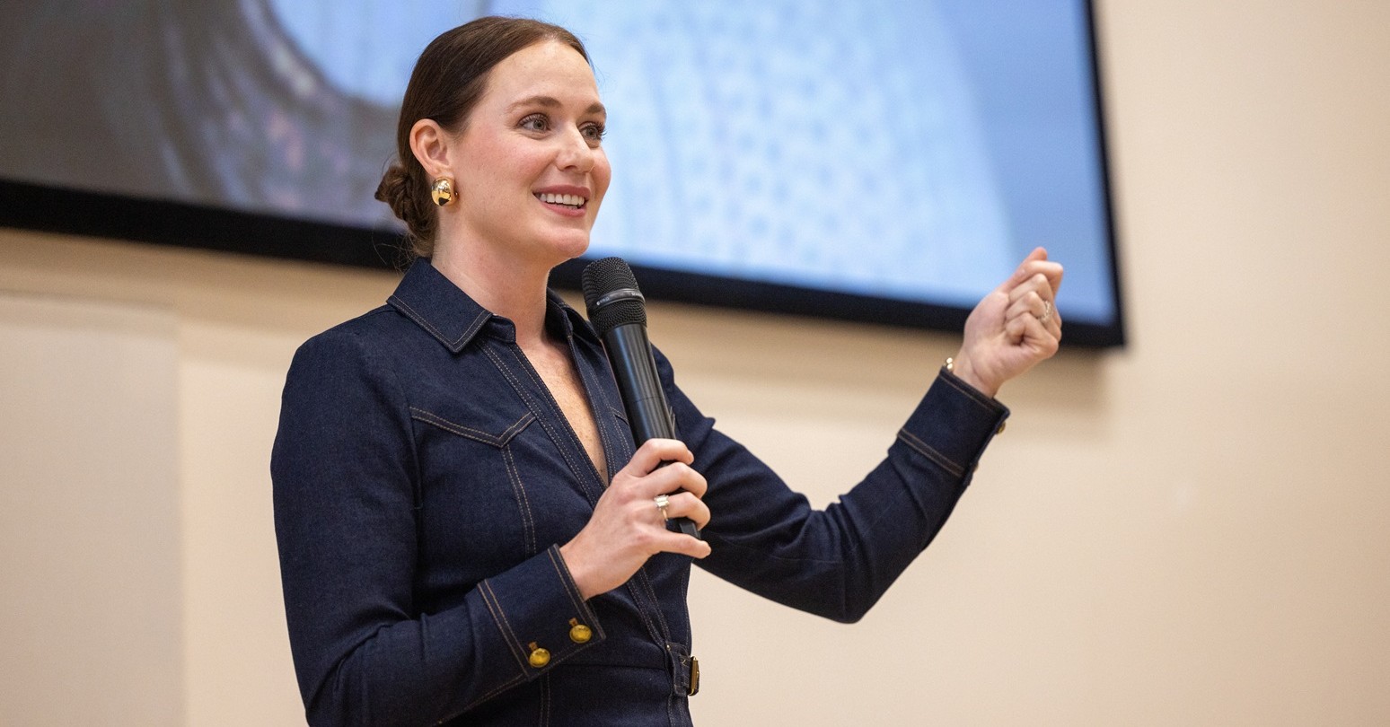 Tessa Virtue speaking at HBA Leadership Day