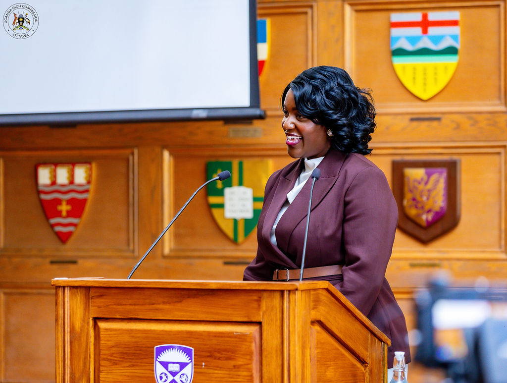 Margaret Mutumba at the lectern