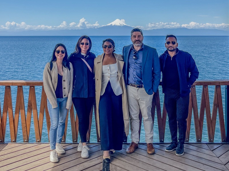 Alexandra Tan (left) with representatives from Osorno Volcano